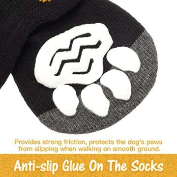 SCIROKKO Non Slip Dog Socks with Grippers to Prevent Licking Paws for Hardwood Floors - Anti Slip Shoes 3 Pairs Booties Winter Boots Paw Protectors for Small to Large Senior Dogs Prevent Scratching
