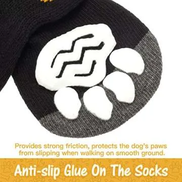 SCIROKKO Non Slip Dog Socks with Grippers to Prevent Licking Paws for Hardwood Floors - Anti Slip Shoes 3 Pairs Booties Winter Boots Paw Protectors for Small to Large Senior Dogs Prevent Scratching
