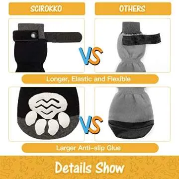 SCIROKKO Non Slip Dog Socks with Grippers to Prevent Licking Paws for Hardwood Floors - Anti Slip Shoes 3 Pairs Booties Winter Boots Paw Protectors for Small to Large Senior Dogs Prevent Scratching