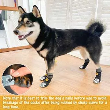 SCIROKKO Non Slip Dog Socks with Grippers to Prevent Licking Paws for Hardwood Floors - Anti Slip Shoes 3 Pairs Booties Winter Boots Paw Protectors for Small to Large Senior Dogs Prevent Scratching