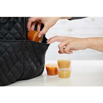 50 Pack BPA-Free Disposable Baby Food Freezer Storage Containers Hinged Lids (3 oz) Labels | Leak-Proof | Travel Snack Cups | Store Homemade, Organic Purees | Freezer Dishwasher Safe