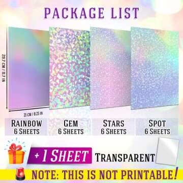 Koala Vinyl Sticker Paper for Inkjet Printer - Printable Glossy Sticker Paper and Holographic Laminate Sheets - Clear Holographic Sticker Paper, Bundle Pack