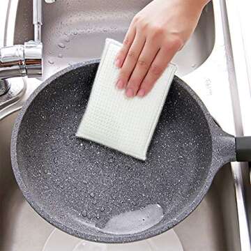 UKEENOR Natural Bamboo Sponges Kitchen Cleaning Sponges Dish Sponges Reusable Dish Washing Sponges Super Absorbent 6 Packs