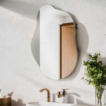 Bathroom Mirrors,Irregular Mirror Wall Decor 19.7 x 33.5 Inch,Frameless Vanity Mirrors for Living Room Bedroom Home Office