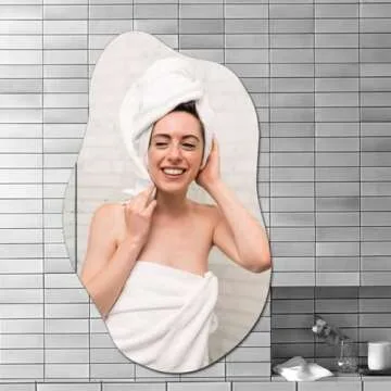 Bathroom Mirrors,Irregular Mirror Wall Decor 19.7 x 33.5 Inch,Frameless Vanity Mirrors for Living Room Bedroom Home Office