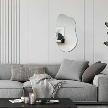 Bathroom Mirrors,Irregular Mirror Wall Decor 19.7 x 33.5 Inch,Frameless Vanity Mirrors for Living Room Bedroom Home Office