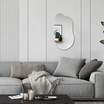 Bathroom Mirrors,Irregular Mirror Wall Decor 19.7 x 33.5 Inch,Frameless Vanity Mirrors for Living Room Bedroom Home Office