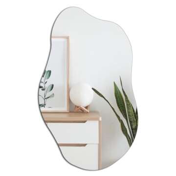 Bathroom Mirrors,Irregular Mirror Wall Decor 19.7 x 33.5 Inch,Frameless Vanity Mirrors for Living Room Bedroom Home Office