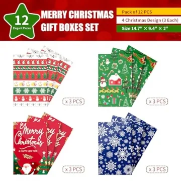 Uvaluefeet 12 Pack Christmas Gift Boxes for Easy Wrapping