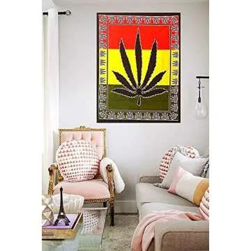 ANJANIYA Marijuana Weed Leaf Psychedelic Tapestry (Rasta, 30"X40")