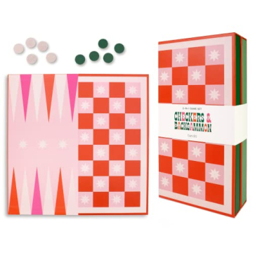 ban.do Game Night 2-in-1 Checkers and Backgammon Set