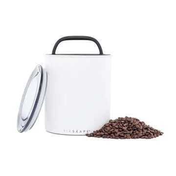 Planetary Design Airscape Kilo Coffee Storage Canister - Patented Inner Plunger Lid Removes Excess Oxygen - DON'T buy airtight, BUY AIR-LESS - Holds 2.2 lbs Coffee Beans - (Matte White)