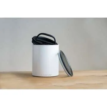 Planetary Design Airscape Kilo Coffee Storage Canister - Patented Inner Plunger Lid Removes Excess Oxygen - DON'T buy airtight, BUY AIR-LESS - Holds 2.2 lbs Coffee Beans - (Matte White)