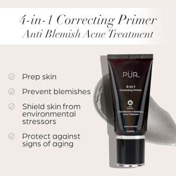 PUR Beauty 4-in-1 Correcting Primer, Anti-Blemish & Mattifying Treatment - Primer for Face Before Ma...