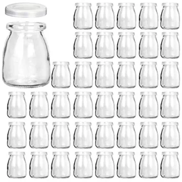 KAMOTA 40-Pack 4 oz Clear Glass Yogurt Jars with Lids - Perfect for Homemade Goods and Gift Favors