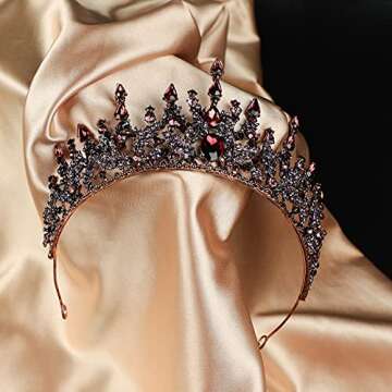 DOYOU Crowns for Women - Purple Gothic Crowns for Girls - Vintage Baroque Queen Tiara for Wedding Pageant Prom Headpieces