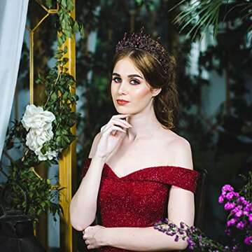 DOYOU Crowns for Women - Purple Gothic Crowns for Girls - Vintage Baroque Queen Tiara for Wedding Pageant Prom Headpieces