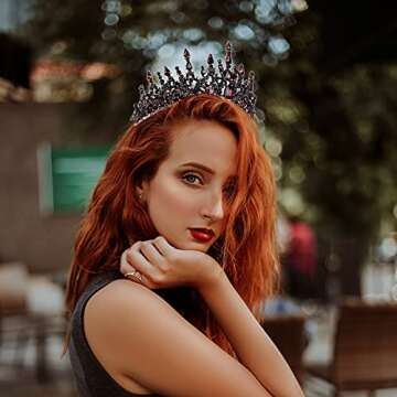 DOYOU Crowns for Women - Purple Gothic Crowns for Girls - Vintage Baroque Queen Tiara for Wedding Pageant Prom Headpieces