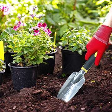 Dorathye Garden Tool Set, 3 Piece Heavy Duty Cast-Aluminum Heads Gardening Kit with Soft Rubberized Non-Slip Handle - Trowel,Transplant Trowel and Cultivator Hand Rake - Garden Gifts for Parents