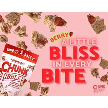 Chunk Nibbles Sweet and Salty Snacks | Strawberry Flavor Snack Mix Individual Packs | Sweet Treats for Kids and Adults | 4.25oz | 3 Resealable Packs