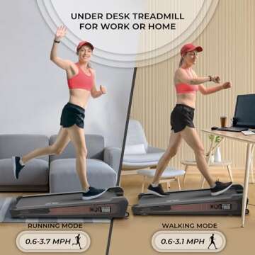 NLX Y8000 Treadmill - Under-Desk Treadmill Perfect for Home or Office Use, Walking or Running Treadm...