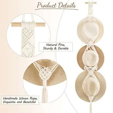 Stylish Dahey Macrame Hat Hangers for Organized Display
