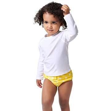 Gerber Unisex Baby Toddler UPF 50+ Long Sleeve Rashguard Swim Shirt, White, 2T