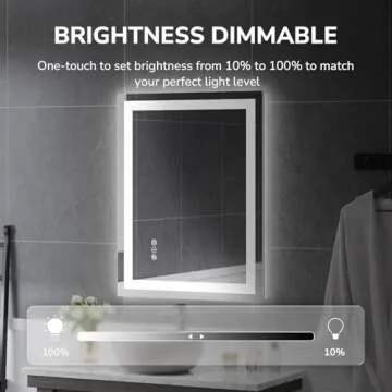 USHOWER 28x36 Inch Modern LED Bathroom Mirror - Smart Backlit Vanity Mirror with Anti-Fog, Dimmable Lights, Wall Mounted, 1/5 Inch Tempered Glass