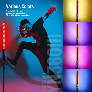 YONGNUO YN360 III YN360III Upgraded LED Video Light, 3200K-5600K Bi-Color Handheld Photography Ice Light, RGB Full Color Touch Pad Adjustable, App Support, 2.4G Remote Control, CRI95+