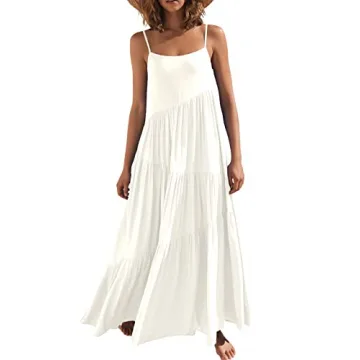 ANRABESS Women Summer Casual Loose Sleeveless Sundress Spaghetti Strap Flowy Boho Linen Beach Vacati...