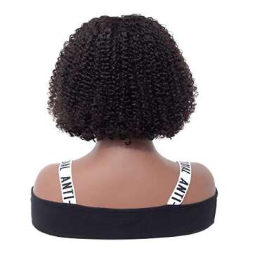 BLY Afro Curly Bob Wigs for Black Women Human Hair Lace Front Wigs 4x4 Closure Human Hair Wigs Kinky Curly Virgin Hair 14 Inch 150% Density Natural Color