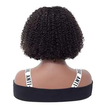 BLY Afro Curly Bob Wigs for Black Women Human Hair Lace Front Wigs 4x4 Closure Human Hair Wigs Kinky Curly Virgin Hair 14 Inch 150% Density Natural Color