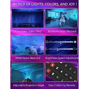 GDNZDUTS Star Projector - Northern Galaxy Light Aurora Projector with Music Speaker - LED Night Light Projector with White Noise - Galaxy Projector with Remote for Bedroom, Kids, Adults, Room Decor