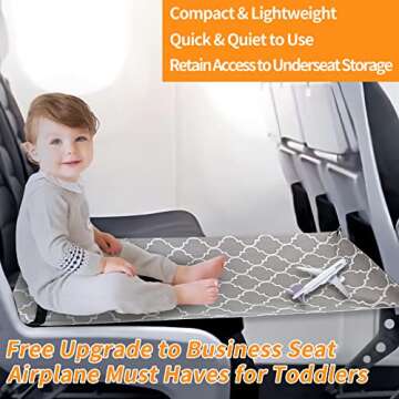 Airplane Footrest for Kids,Toddler Airplane Seat Extender for Kids,Baby Travel Essentials for Flying, Airplane Bed Compact&Portable