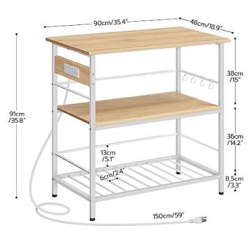 HOOBRO Kitchen Island with Power Outlet and Storage