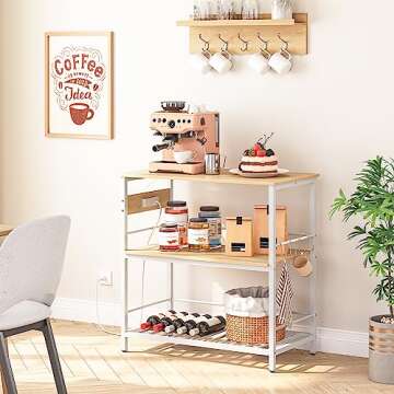 HOOBRO Kitchen Island with Power Outlet and Storage