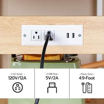 HOOBRO Kitchen Island with Power Outlet and Storage