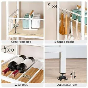 HOOBRO Kitchen Island with Power Outlet and Storage