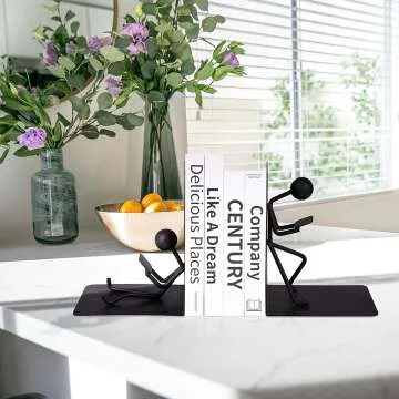 Heavy Duty Black Metal Bookends for Home & Office