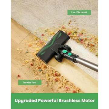 VAOTIDY V9 Cordless Vacuum Cleaner, 45Mins Runtime, 30000Pa Powerful Suction with Brushless Motor, D...