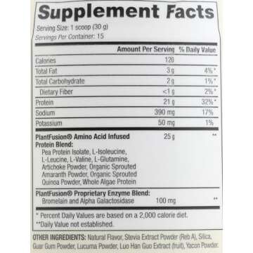 PlantFusion Complete Vegan Protein Powder - Plant Based Protein Powder With BCAAs, Digestive Enzymes and Pea Protein - Keto, Gluten Free, Soy Free, Non-Dairy, No Sugar, Non-GMO - Vanilla Bean 1 lb