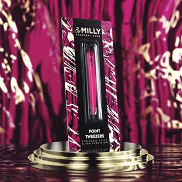 By MILLY Pointed Tweezers | High Carbon Stainless Steel Needle Nose | Fine Point Precision Hair Remo...