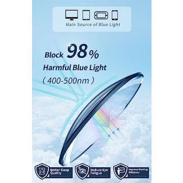 Laemzinv Oversized Square Blue Light Glasses for Women, Large Thick Frame Reading Blocker, Big Reade...