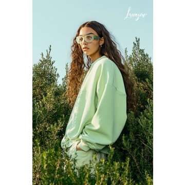 Laemzinv Oversized Square Blue Light Glasses for Women, Large Thick Frame Reading Blocker, Big Reader for Computer Eyewear and Gaming Glasses LA022 (A2 | GREEN)