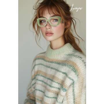 Laemzinv Oversized Square Blue Light Glasses for Women, Large Thick Frame Reading Blocker, Big Reader for Computer Eyewear and Gaming Glasses LA022 (A2 | GREEN)