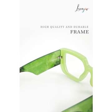 Laemzinv Oversized Square Blue Light Glasses for Women, Large Thick Frame Reading Blocker, Big Reader for Computer Eyewear and Gaming Glasses LA022 (A2 | GREEN)