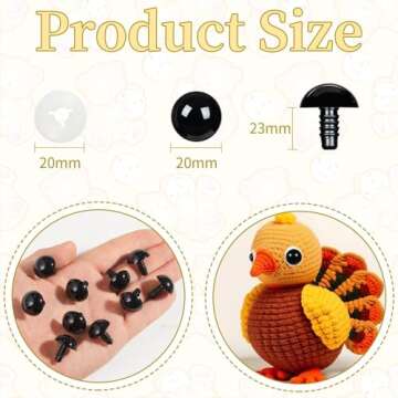 Vanblue 40pcs 20mm Upgraded Safety Eyes for Crocheting Amigurumi Eyes for Crochet Animals with Washe...