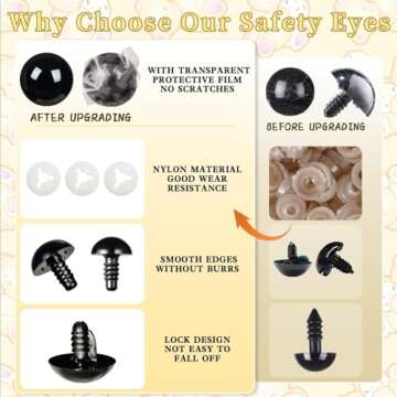 Vanblue 40pcs 20mm Upgraded Safety Eyes for Crocheting Amigurumi Eyes for Crochet Animals with Washers Craft Eyes Doll Eyes Stuffed Animal Eyes Gift for Crochet Lovers Halloween Decorations