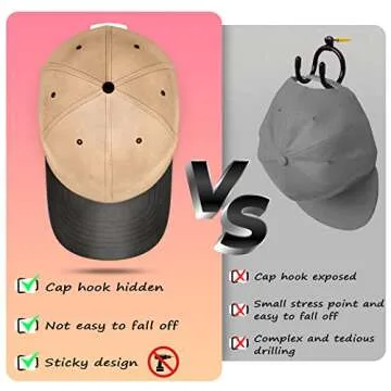 Diamerd Hat Hooks for Wall, Headband Holder Adhesive No Drilling Hat Racks Organizer for Door Closet, White, 14-Pack