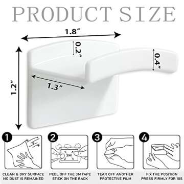 Diamerd Hat Hooks for Wall, Headband Holder Adhesive No Drilling Hat Racks Organizer for Door Closet, White, 14-Pack